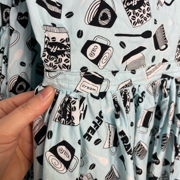 COFFEE theme novelty smock sleeve mini dress - Picture 7 of 10